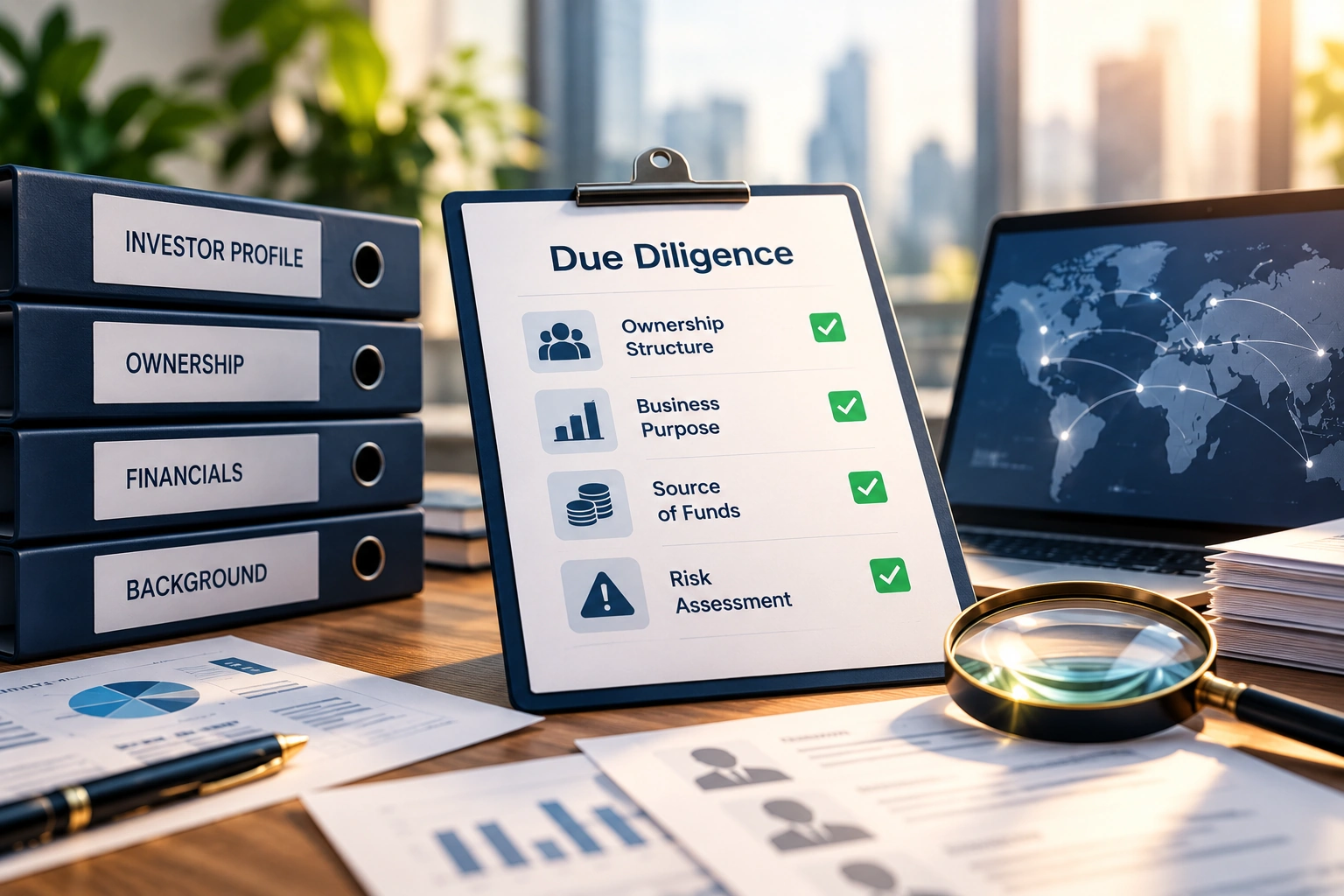 Customer Due Diligence checklist and investor review
