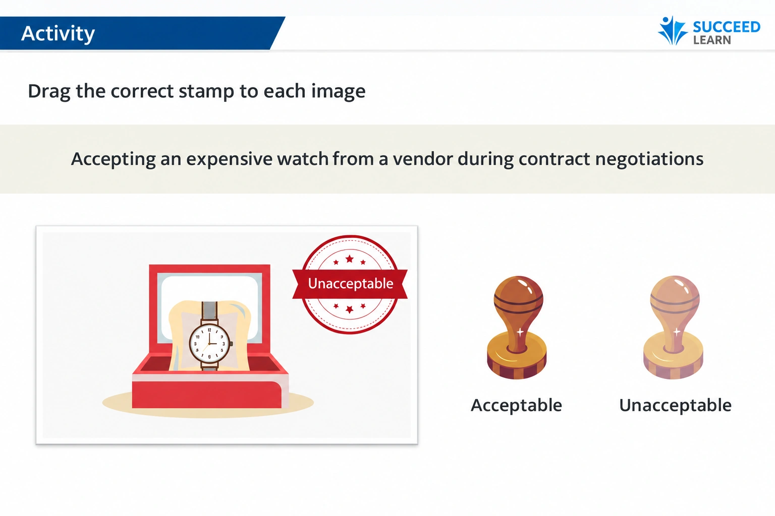 Gifts and Entertainment course assessment screenshot