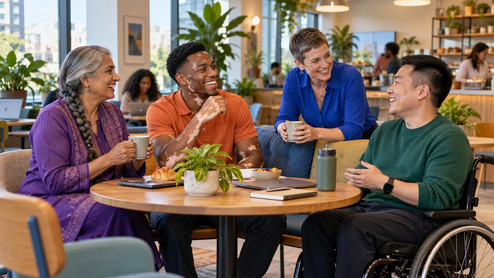 Diverse team collaborating in an inclusive workplace
