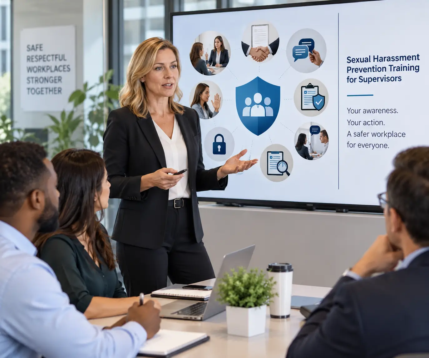 Learning path configuration for a United States workforce harassment prevention programme.