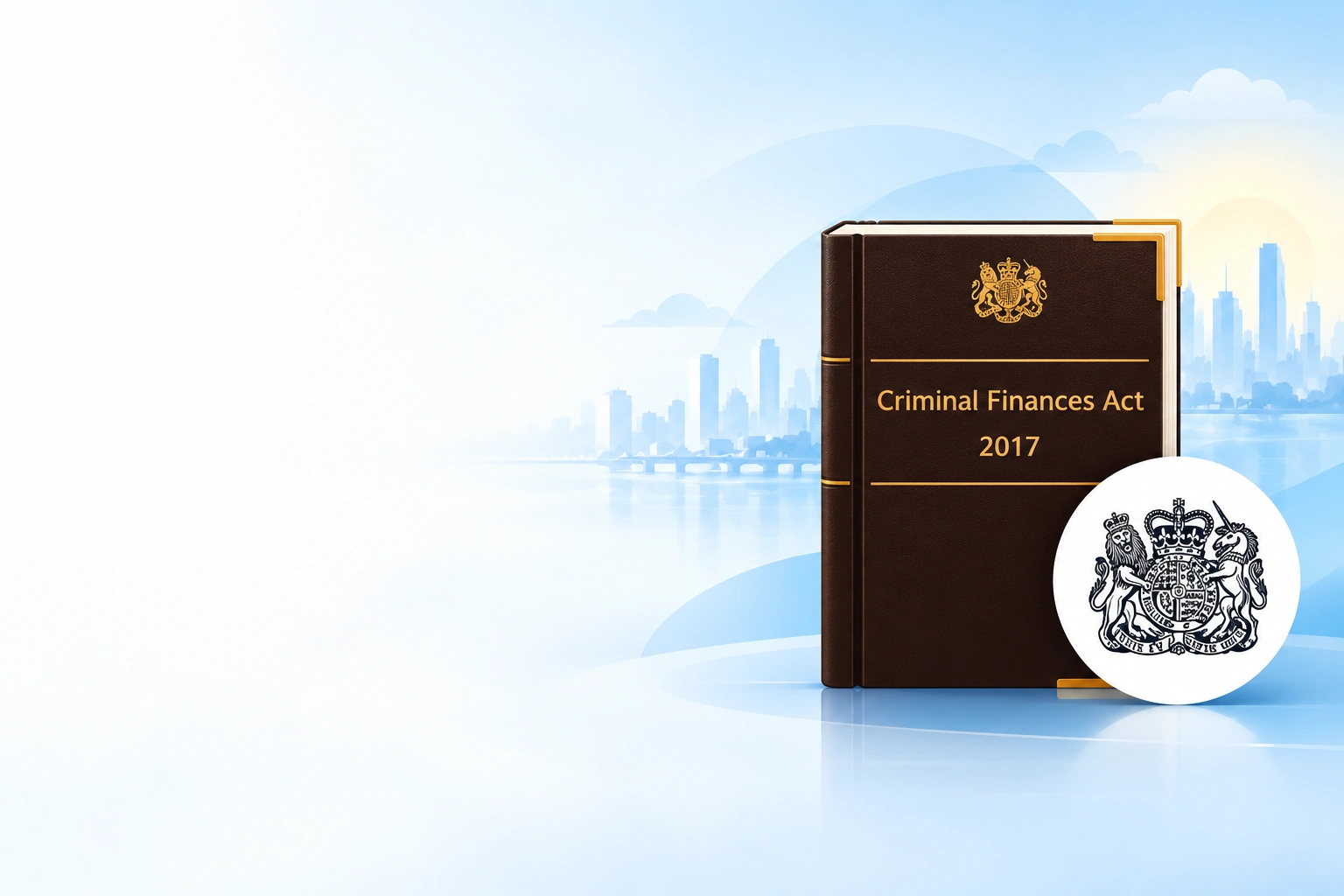 Criminal Finances Act 2017 book with the UK royal coat of arms