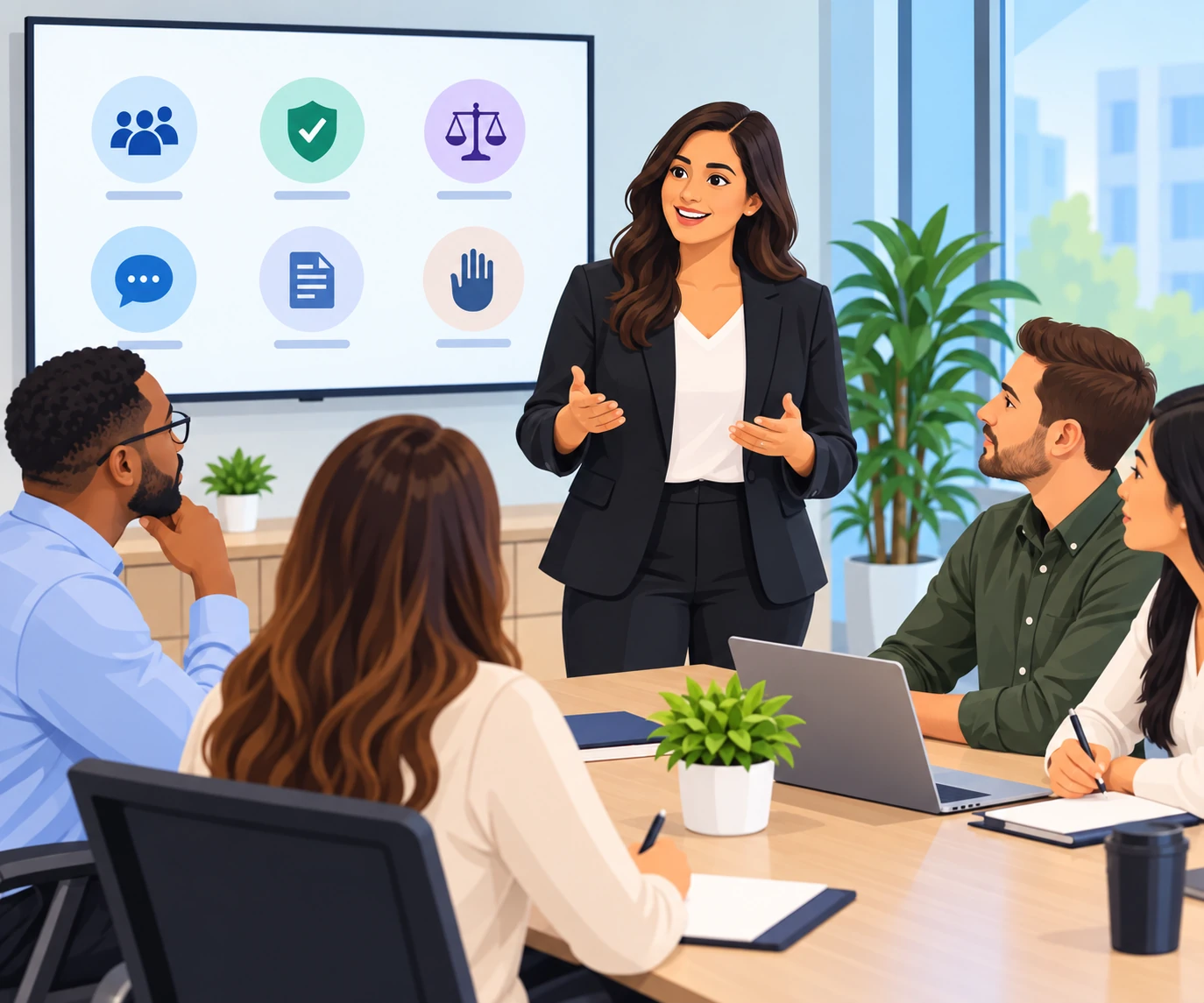 Employees choosing the appropriate sexual harassment prevention learning path.