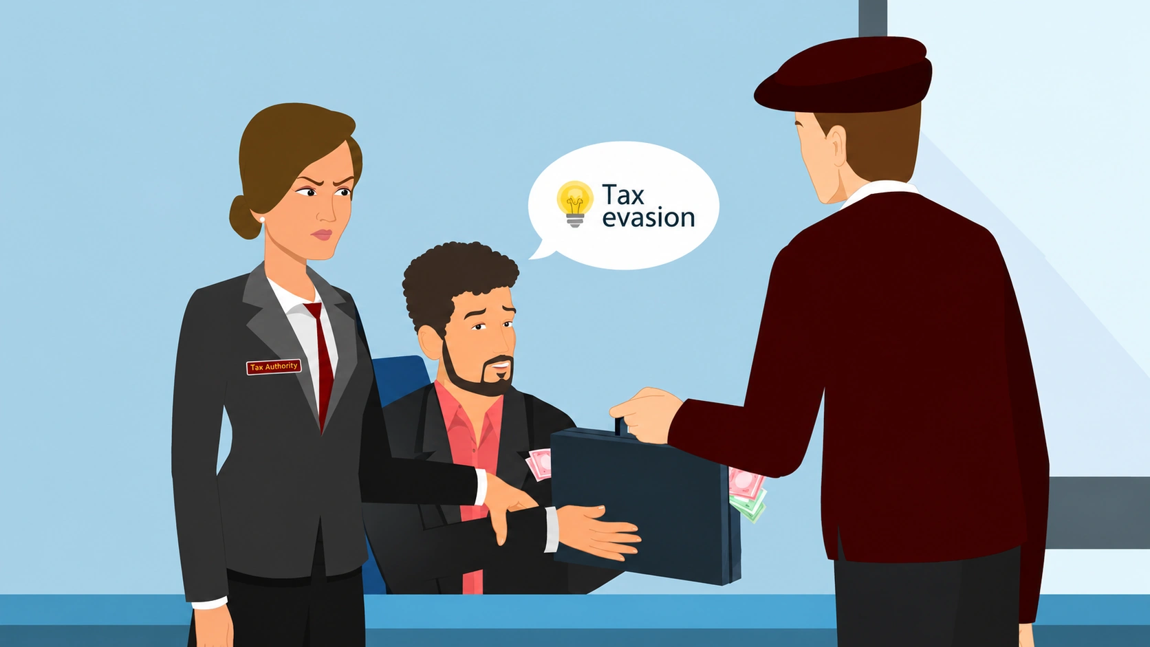 Tax authority questioning a person handing over a case of cash