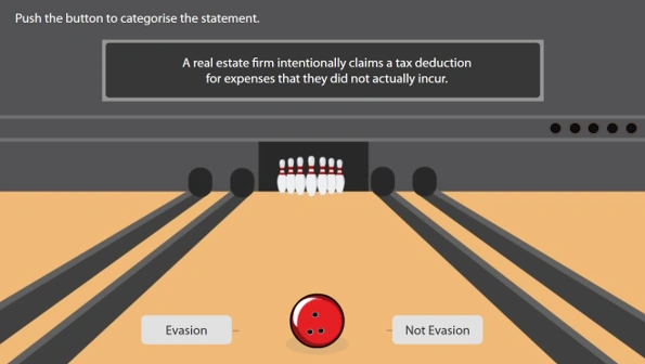 A learner sorting a statement into evasion or not evasion