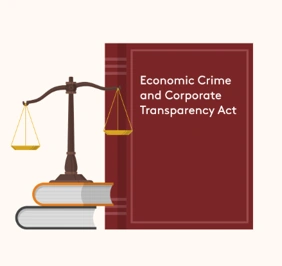 Scales of justice beside the Economic Crime and Corporate Transparency Act